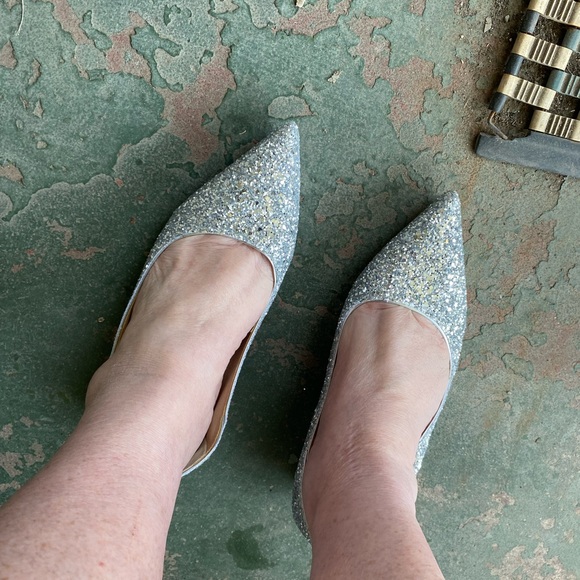 Sparkly Silver Glitter Pointed-Toe Flats - Picture 8 of 10